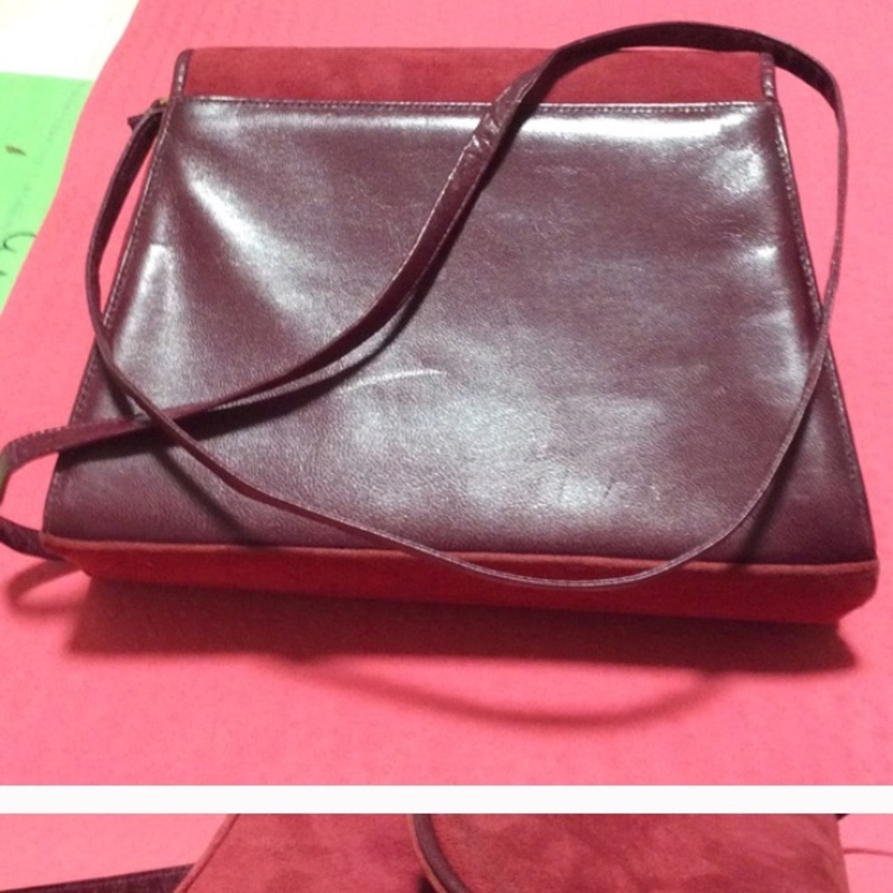 Vintage red suede purse- frenchy of California - Picture 2 of 4